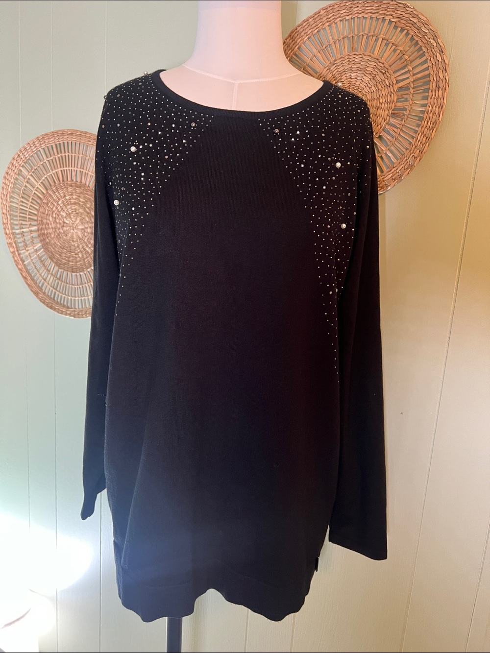 Calvin Klein Black Embellished Long Sleeve Tunic